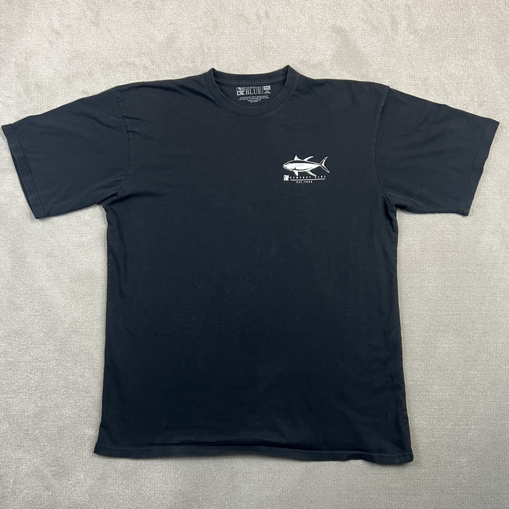 Newport Blue T Shirt Mens XXL Black Yellowfin Tuna Fish Graphic Cotton Coastal